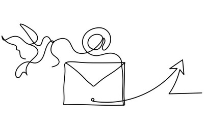 abstract paper envelope with bird and direction vector image