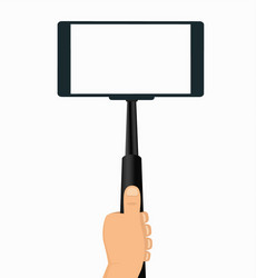 monopod in hand taking selfie on a mobile phone vector image