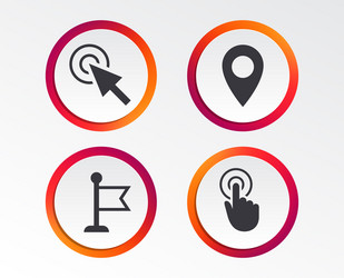 mouse cursor icon hand or flag pointer symbols vector image