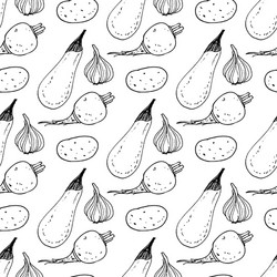 Seamless pattern with the image of vegetables vector