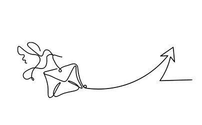abstract paper envelope with bird and direction vector image