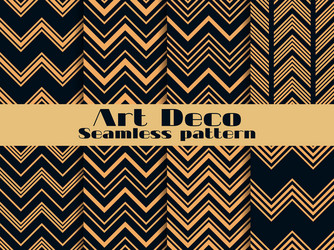 art deco seamless pattern set retro backgrounds vector image