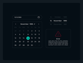 Calendar date picker ui elements kit vector