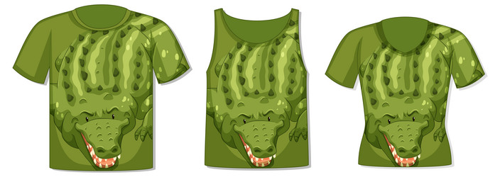different types of tops with crocodile pattern vector image