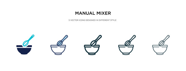 Manual mixer icon in different style two colored vector