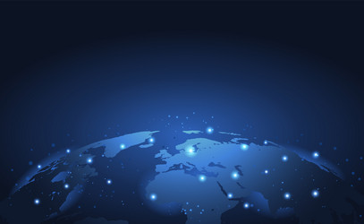 global network connection world map point vector image