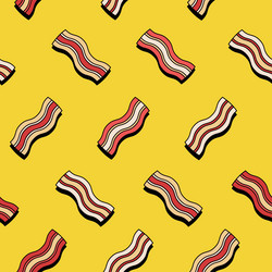 Seamless breakfast pattern with bacon slices vector