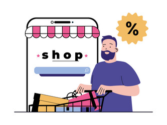 Shopping concept with character situation vector