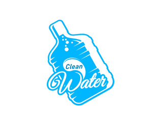 Water delivery icon blue bottle and bubbles vector