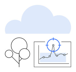 cloud computing concept with analytics chart tree vector image