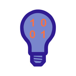 light bulb and binary code outline icon vector image