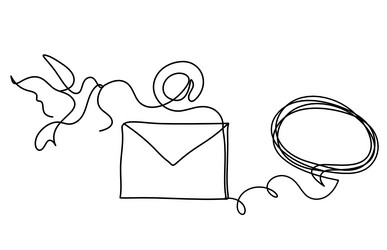 abstract paper envelope with bird and comment vector image