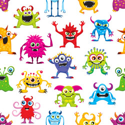 Mutant Monster Pattern - Funny Creatures Vector Image