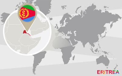 world map with magnified eritrea vector image