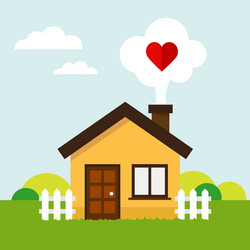 love heart house vector