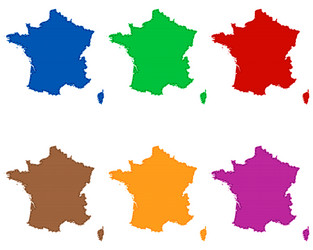 Maps france on cloth with stitches vector