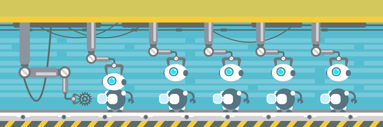 robots production conveyor automatic assembly vector image