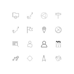 Maps and navigation linear thin icons set vector