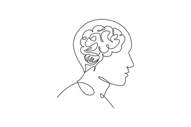 One continuous line drawing of human man head Vector Image