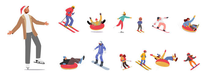 Winter sport and outdoor activities set vector