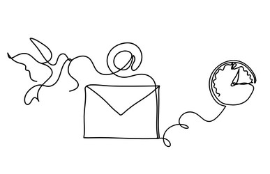 abstract paper envelope with bird and clock vector image