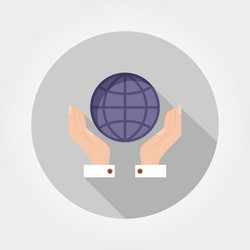 Globe in hands icon flat vector