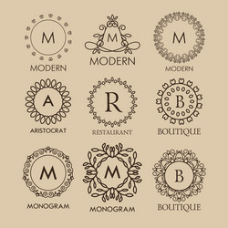 set of simple and elegant monogram designs vector image
