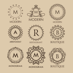 set of simple and elegant monogram designs vector