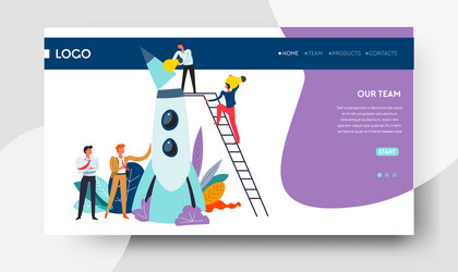 teamwork and startup web page template spaceship vector