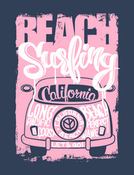 Beach Surfer Emblem - Vintage Style Vector Image