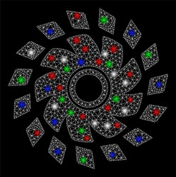 bright mesh 2d ethereum propeller with light spots vector image
