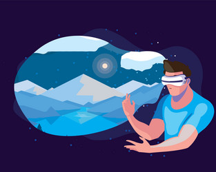 design man using technology augmented vector image
