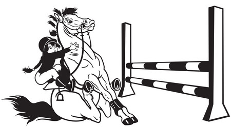 Girl and Horse Jumping Vector Image