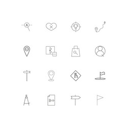 maps and navigation linear thin icons set vector image