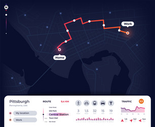 navigation map gps city navigator ui with mapping vector