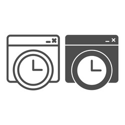 website window with clock line and solid icon vector image