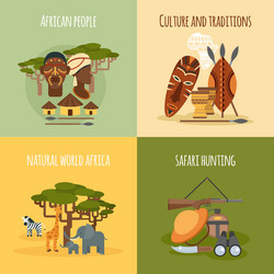 African Safari Icons - Square Composition Vector Image