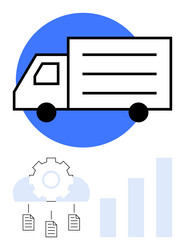 logistics truck with cloud-based data files vector image