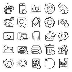 recovery line icons backup restore data vector image