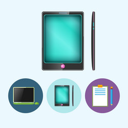 Set icons with laptop phone clipboard vector