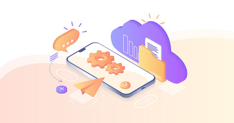 database with cloud server data set process vector image