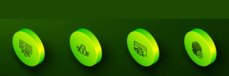 set isometric line server data web hosting cyber vector image
