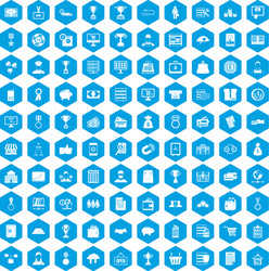 100 business icons set blue vector