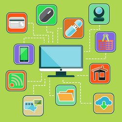 flat design set with web computer mobile icons vector image
