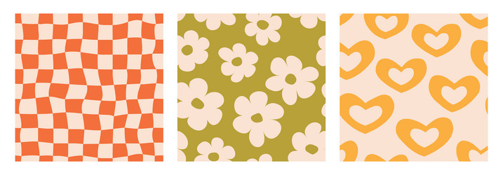 groovy seamless background set repeating retro vector image