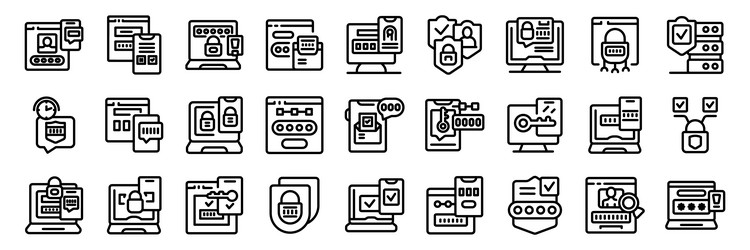 2fa icons set programmers protecting user data vector image