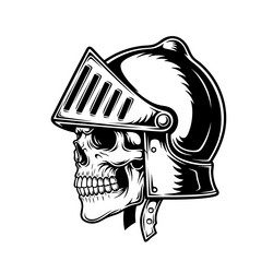 striking skull adorned with a medieval knights Vector Image