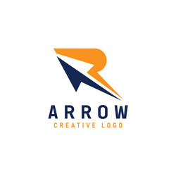 abstract initial letter r with arrow concept vector image