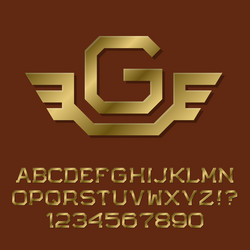 Golden letters and numbers with initial monogram vector