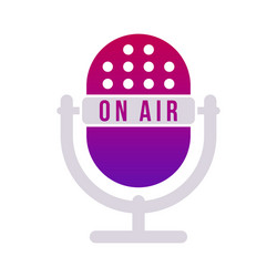 gradient violet studio table microphone with text vector image